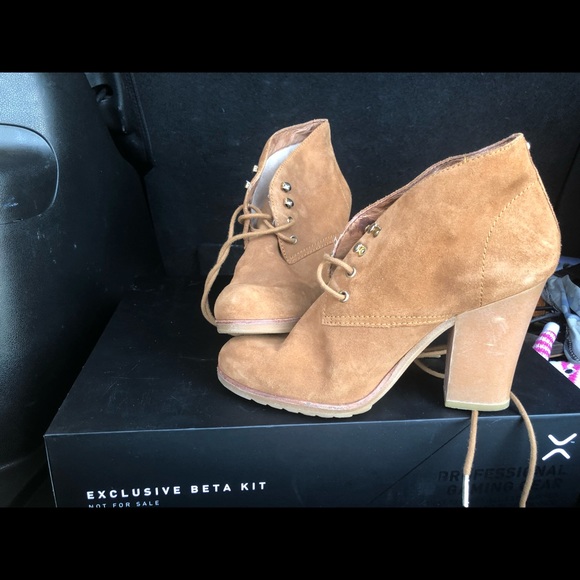 Michael Kors Brown Suede Lace-up Ankle Boots Heels - Picture 4 of 4
